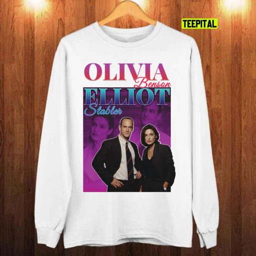 Olivia Benson And Elliot Stabler 90s Inspired Vintage Homage T-Shirt