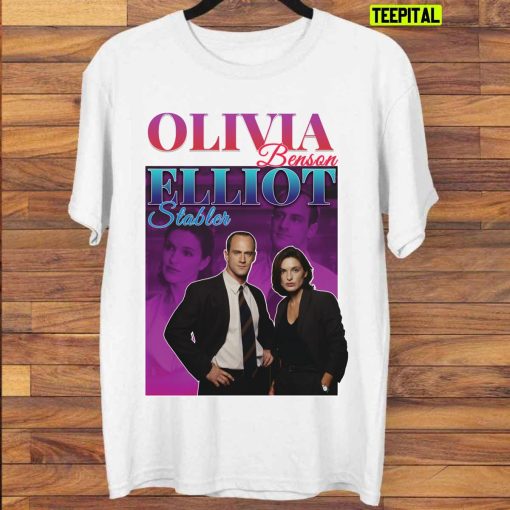 Olivia Benson And Elliot Stabler 90s Inspired Vintage Homage T-Shirt