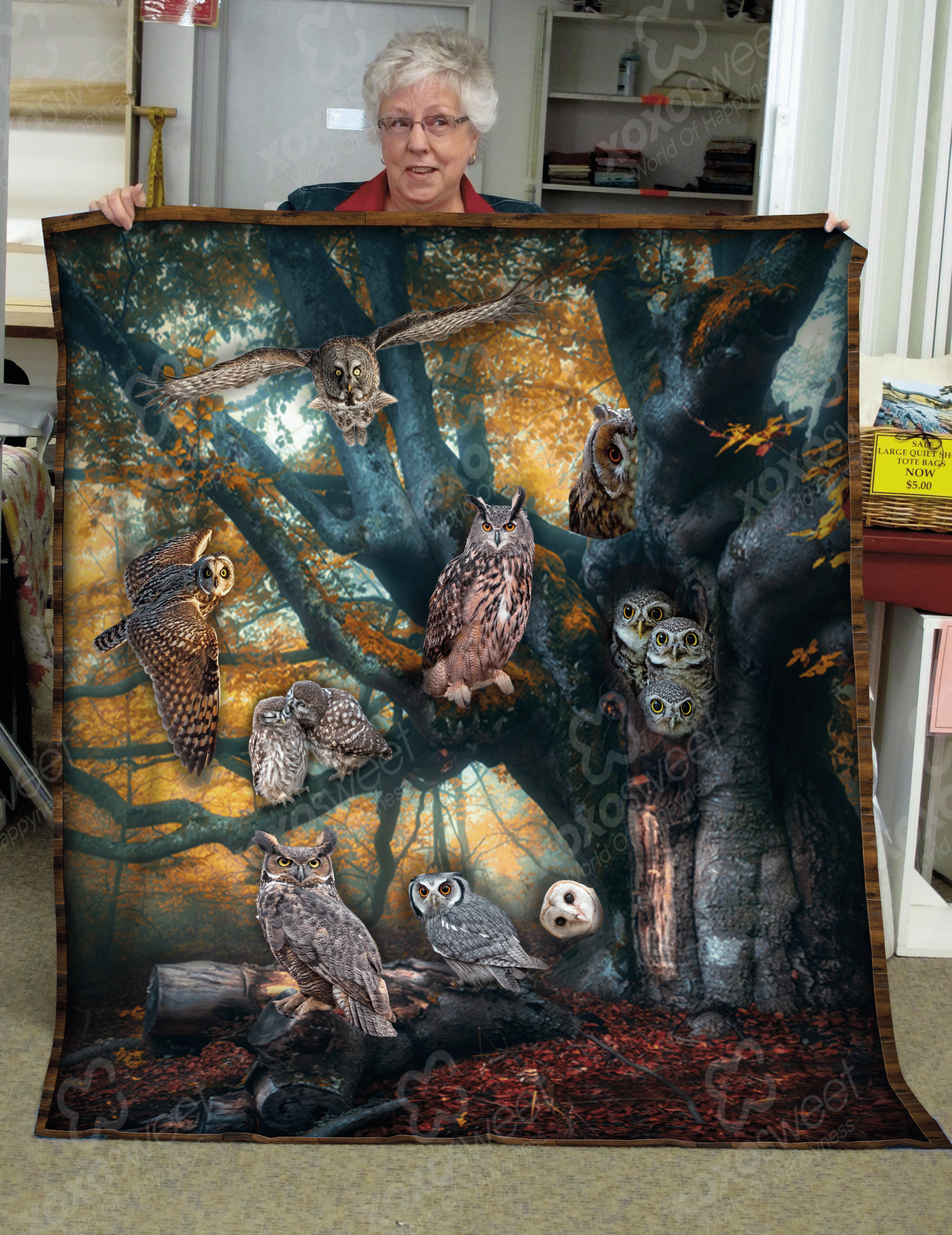 Owl In The Forest Quilt Blanket Great Customized Gifts For Birthday Christmas Thanksgiving Perfect Gifts For Owl Lover