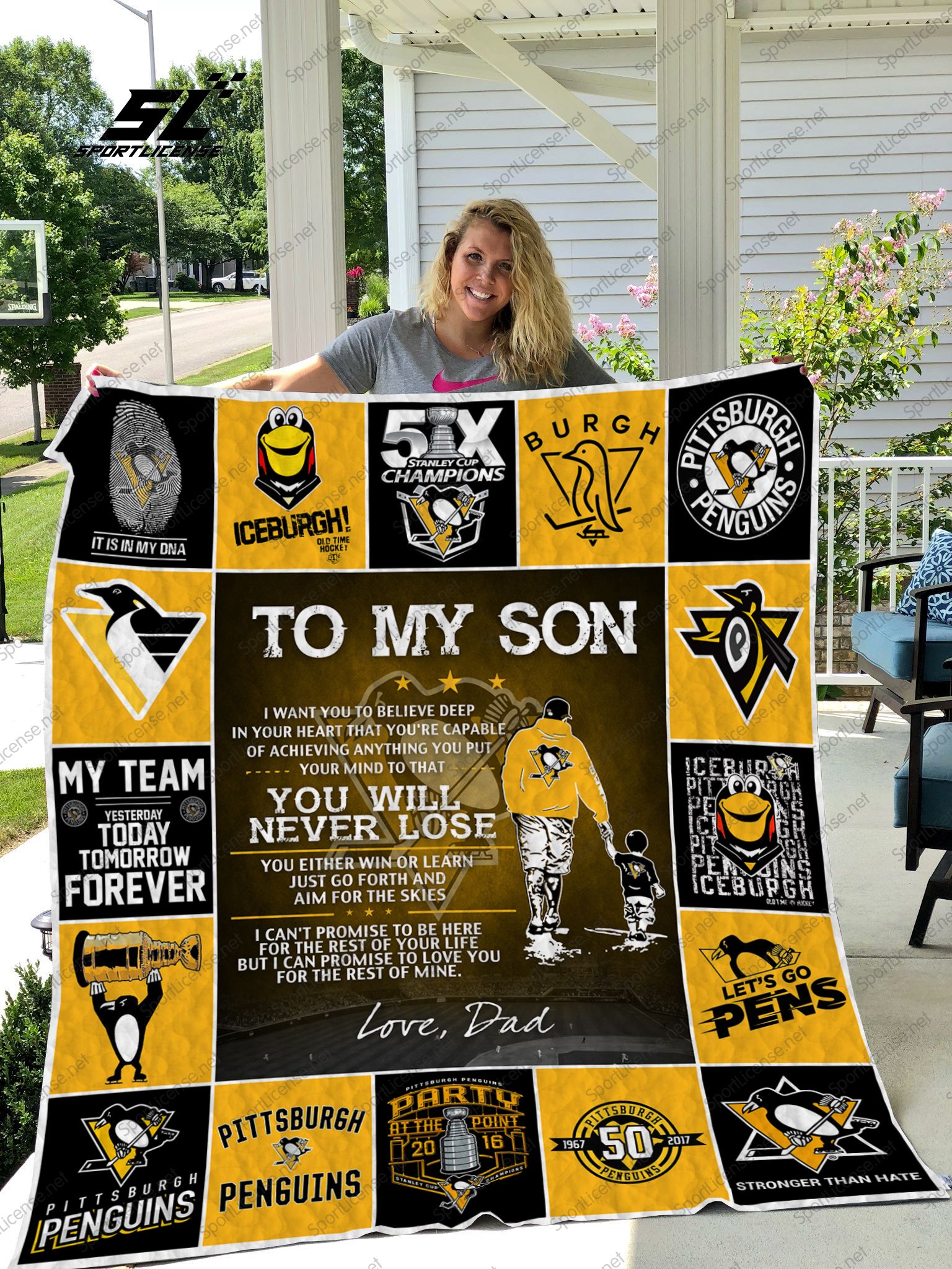 Personalized Pittsburgh Penguins To My Son Quilt Blanket From Dad I Can Promise To Love You The Rest Of Mine Great Customized Blanket