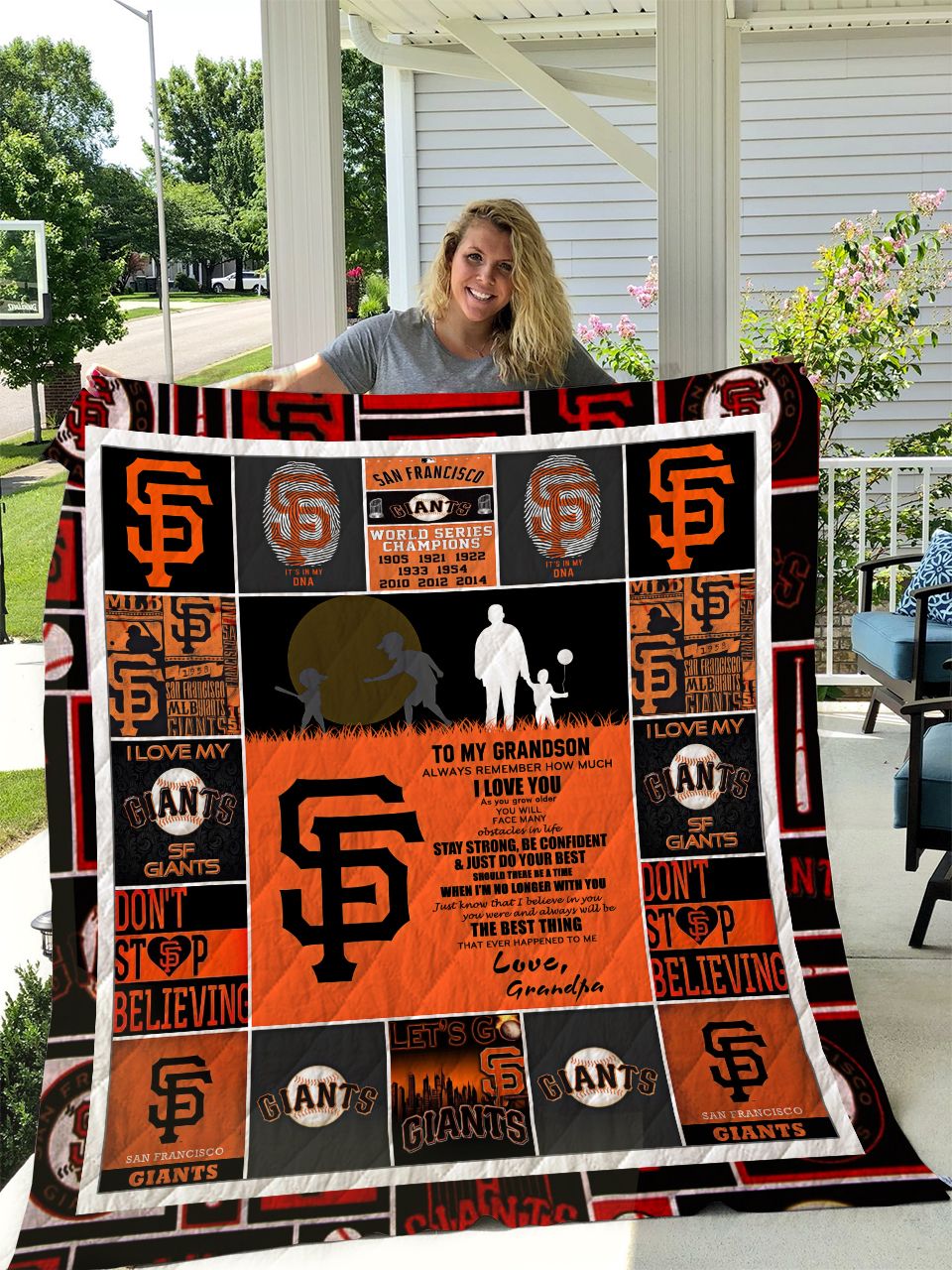 Personalized San Francisco Giants To My Grandson Quilt Blanket From Grandpa Always Remember How Much I Love You Great Customized Blanket