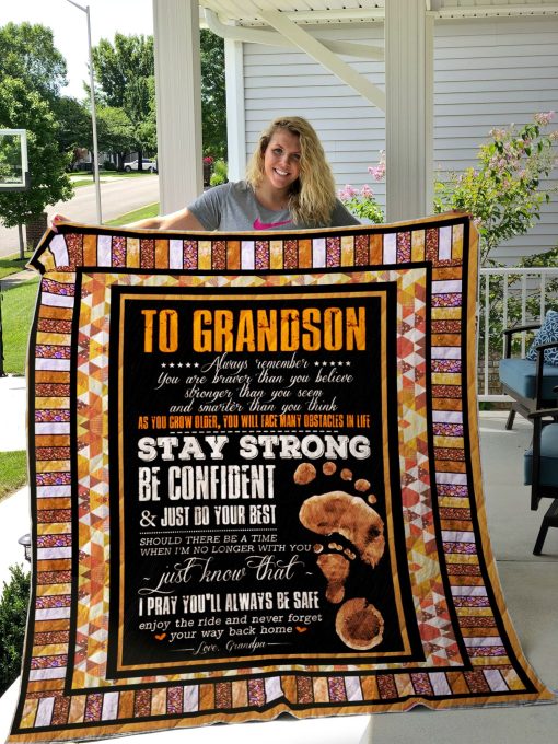 Personalized To My Grandson Quilt Blanket From Grandpa I Pray You’ll Always Be Safe Great Customized Blanket Gifts For Birthday Christmas Thanksgiving