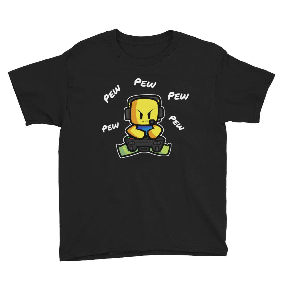 Roblox Gaming Noob Pew Pew Gamer Birthday Gift Youth Short Sleeve T-Shirt