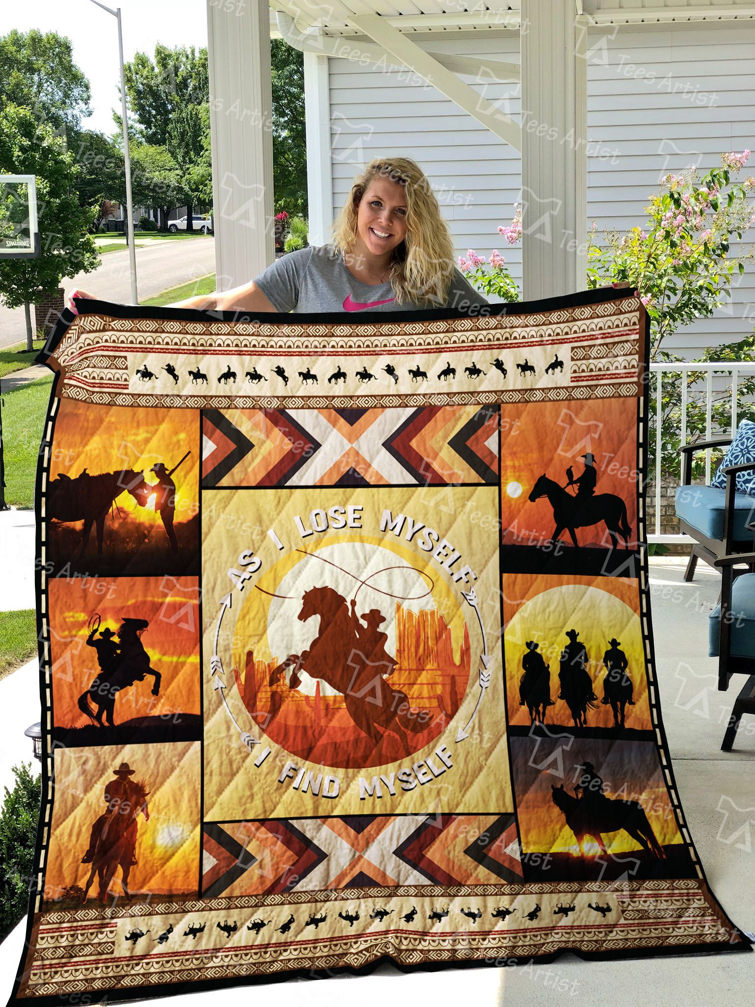 Rodeo Cowboy As I Lose Myself I Find Myself Quilt Blanket Great Customized Blanket Gifts For Birthday Christmas Thanksgiving