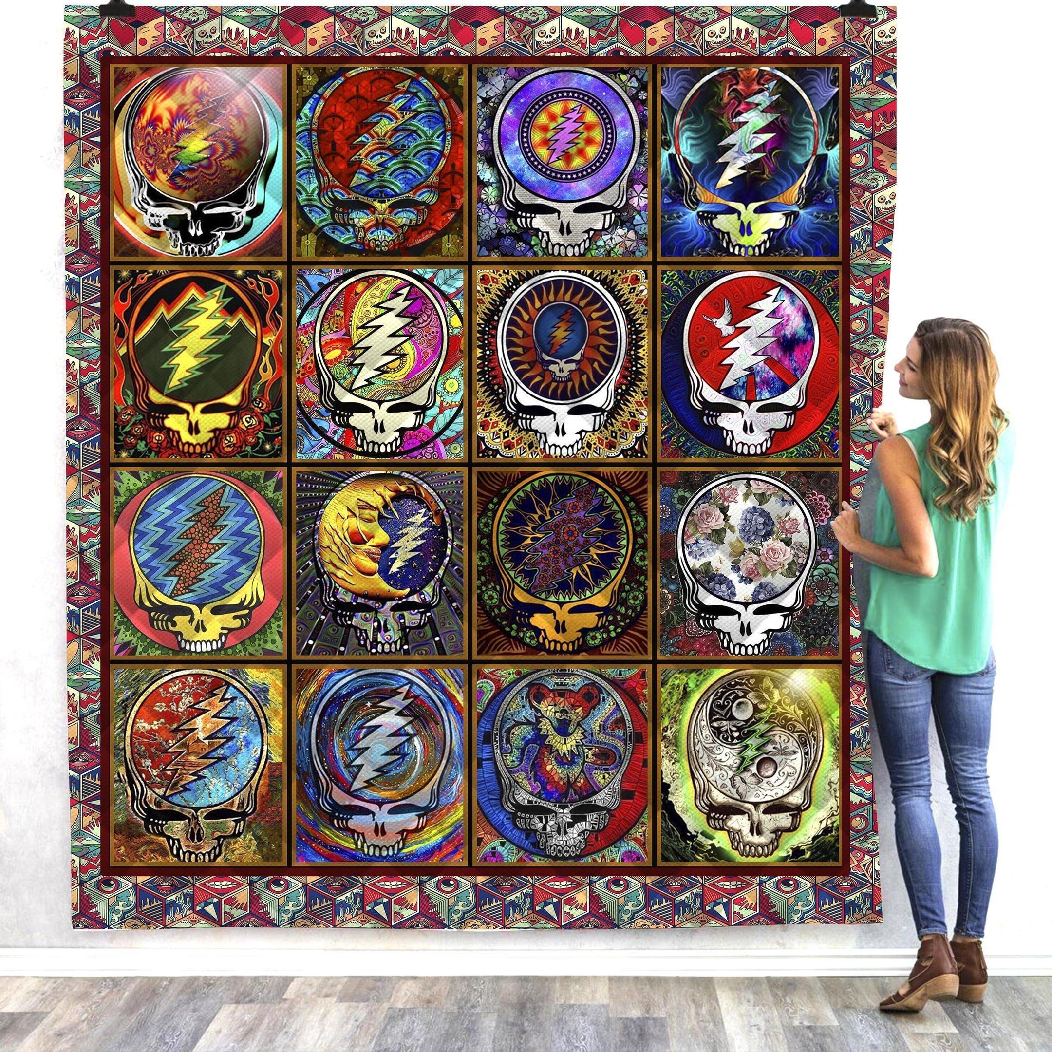 Skull Grateful Dead Steal Your Face All Season Plus Size Quilt Blanket