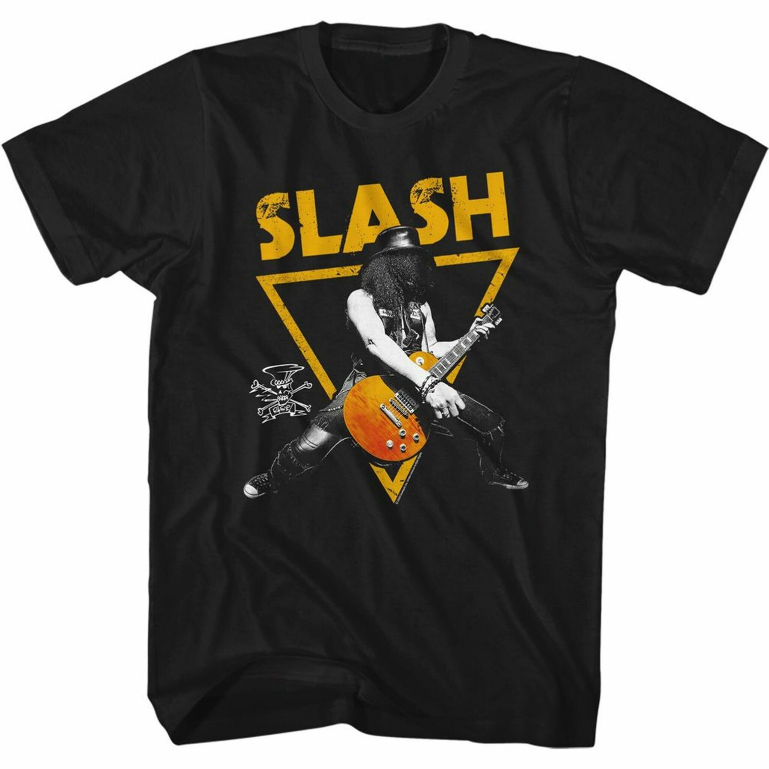 Slash Guns N Roses Gold Triangle Black Adult T Shirt