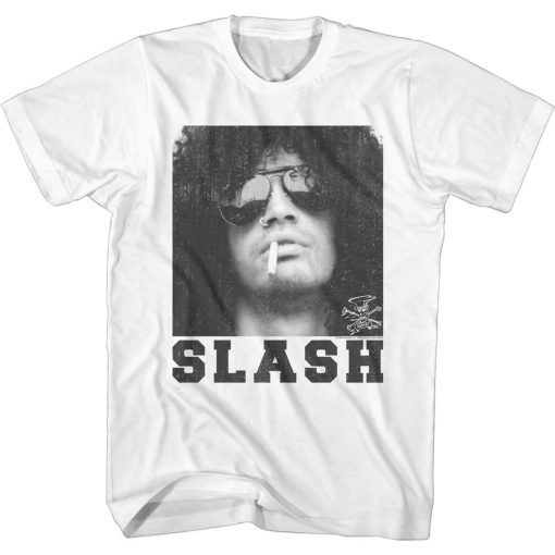 Slash Guns N Roses Smoking Slash White Adult T Shirt