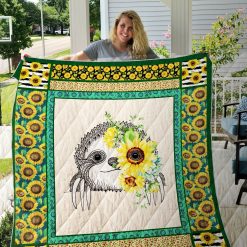 Sloth With Sunflower Quilt Blanket Great Customized Blanket Gifts For Birthday Christmas Thanksgiving