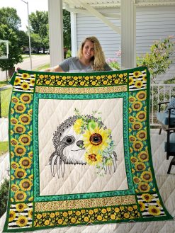 Sloth With Sunflower Quilt Blanket Great Customized Blanket Gifts For Birthday Christmas Thanksgiving