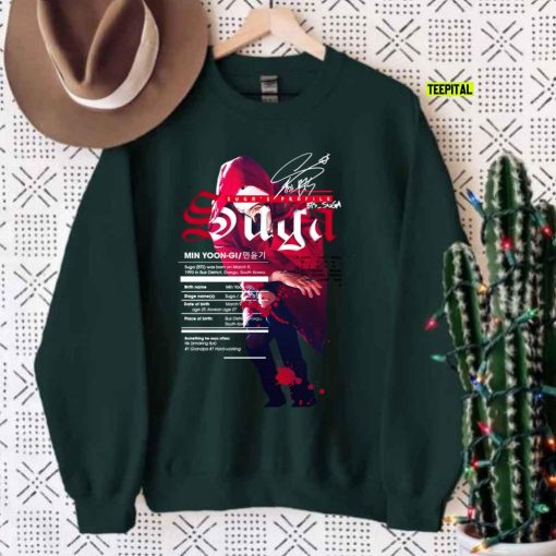Suga BTS BANGTAN Profile Fanart Unisex Sweatshirt