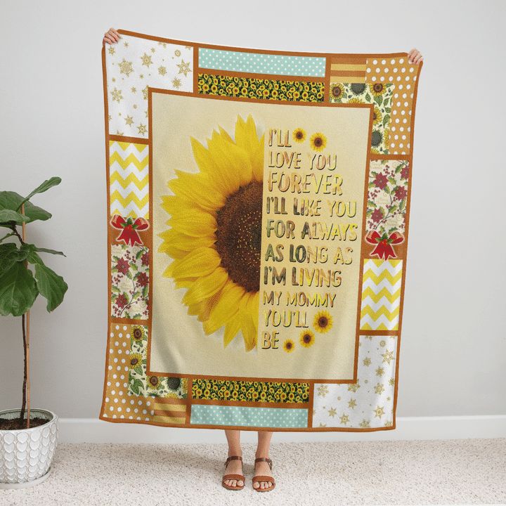 Sunflower Love You Forever Mommy Blanket For Mom Birthday