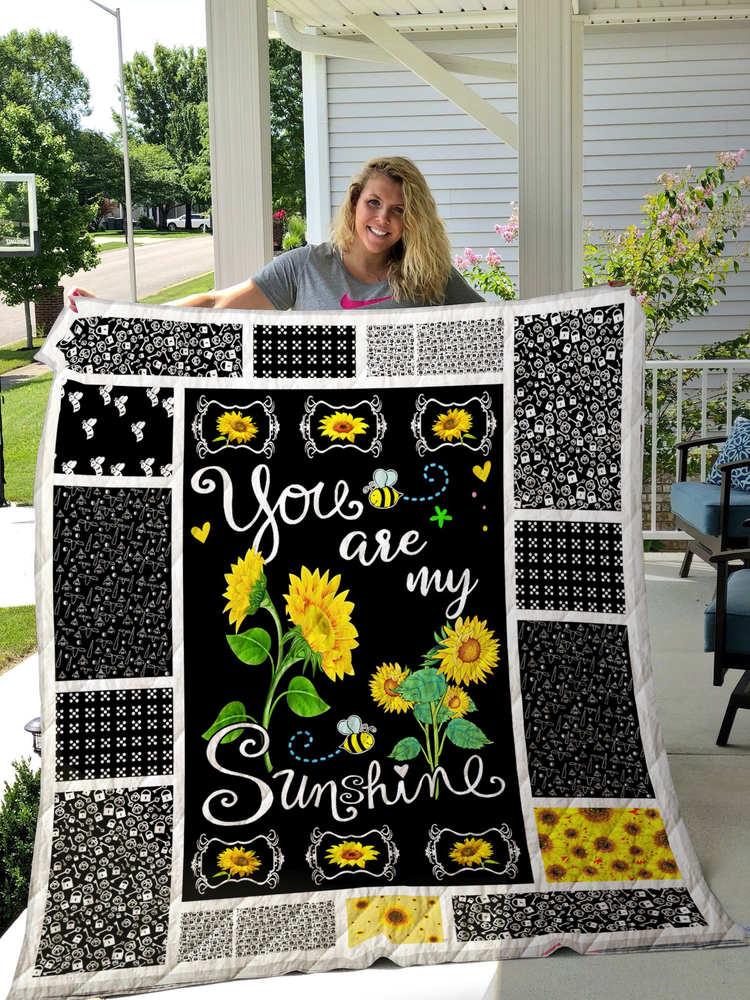 Sunflower Pattern You Are My Sunshine Quilt Blanket Great Customized Gifts For Birthday Christmas Thanksgiving Perfect Gifts For Sunflower Lover