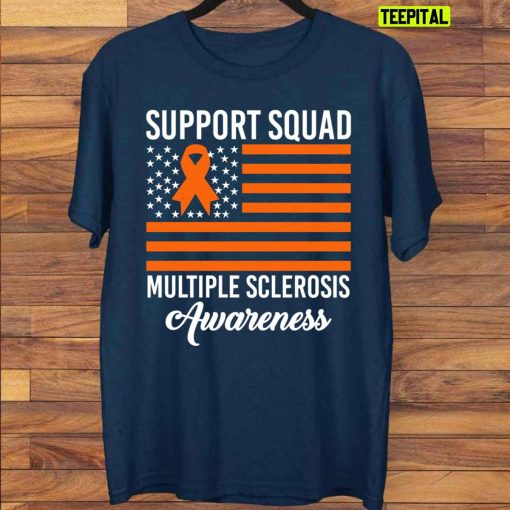 Support Squad Multiple Sclerosis Awareness American Flag Unisex T-Shirt