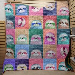 The Colorful Sloth Quilt Blanket Great Customized Blanket Gifts For Birthday Christmas Thanksgiving