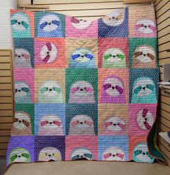The Colorful Sloth Quilt Blanket Great Customized Blanket Gifts For Birthday Christmas Thanksgiving