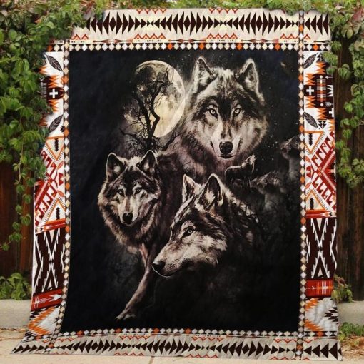 Three Wolves Howling At The Moon Quilt C
