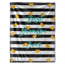 To My Grandpa Best Grandpa Ever Yellow Heart Fleece Blanket For Grandparents From Granddaughter For Grandson