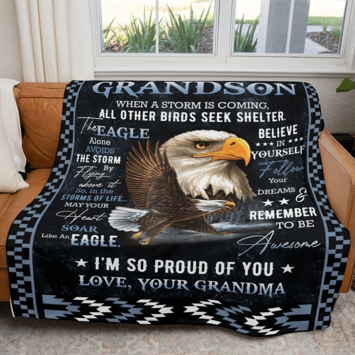 To My Grandson Remember To Be Awesome Fleece Blanket For Family Birthday Grandmother To Grandson