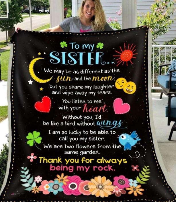 To My Sister Thank You For Always Being My Rock Fleece Blanket Quilt Blanket For Sisiter