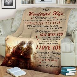To My Wonderful Wife Fleece Blanket Once Upon A Time God Blessed The Broken Road That Led Me Straight To You Christmas Family Blanket For