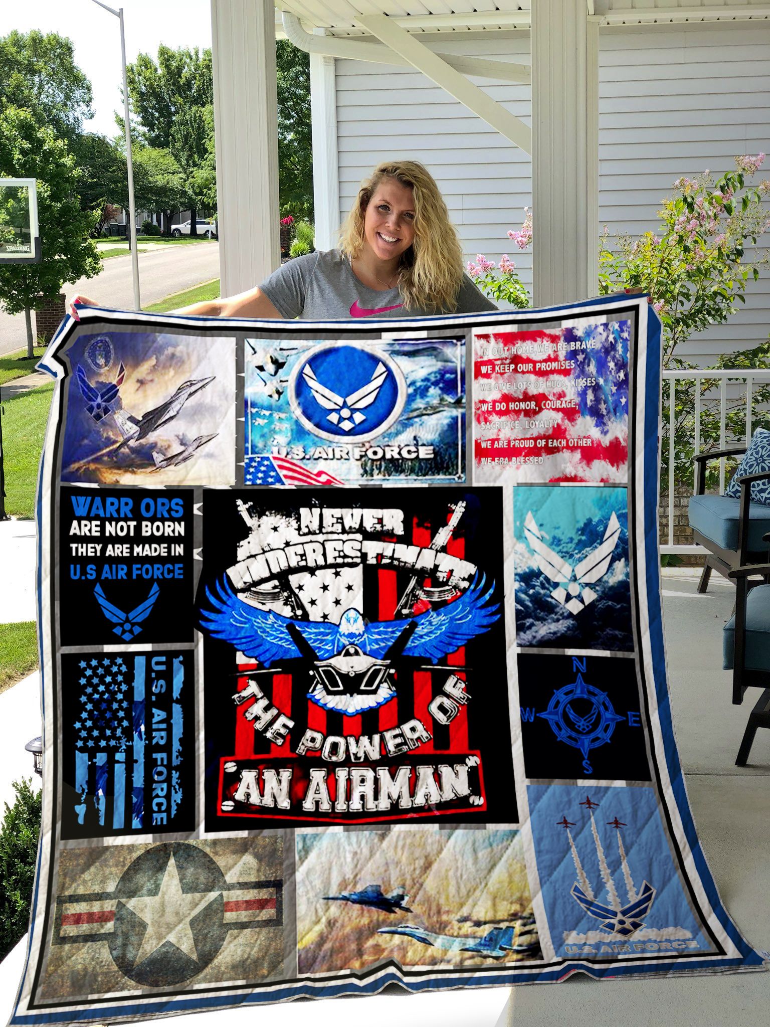 Us Air Force Never Underestimate The Power Of An Airman Quilt Blanket Great Customized Gifts For Birthday Christmas Thanksgiving Perfect Gifts For Us Air Force