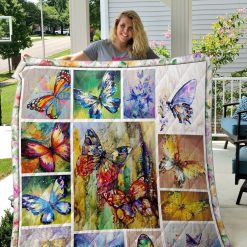Vintage Butterfly Painting Quilt Blanket Great Customized Blanket Gifts For Birthday Christmas Thanksgiving