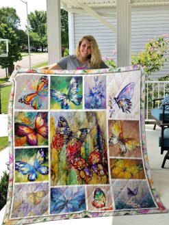 Vintage Butterfly Painting Quilt Blanket Great Customized Blanket Gifts For Birthday Christmas Thanksgiving