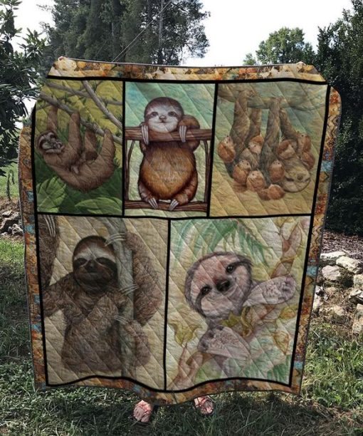 When You Smile Sloth Quilt Blanket