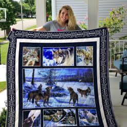 Wolf In The Winter Quilt Blanket Great Customized Blanket Gifts For Birthday Christmas Thanksgiving