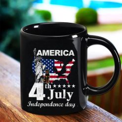 4th July Independence Day Rottweiler America Statue Of Liberty Premium Sublime Ceramic Coffee Mug Black