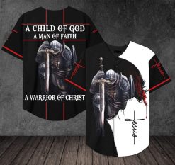 A Child Of God A Man Of Faith A Warrior Of Christ Personalized 3d Baseball Jersey