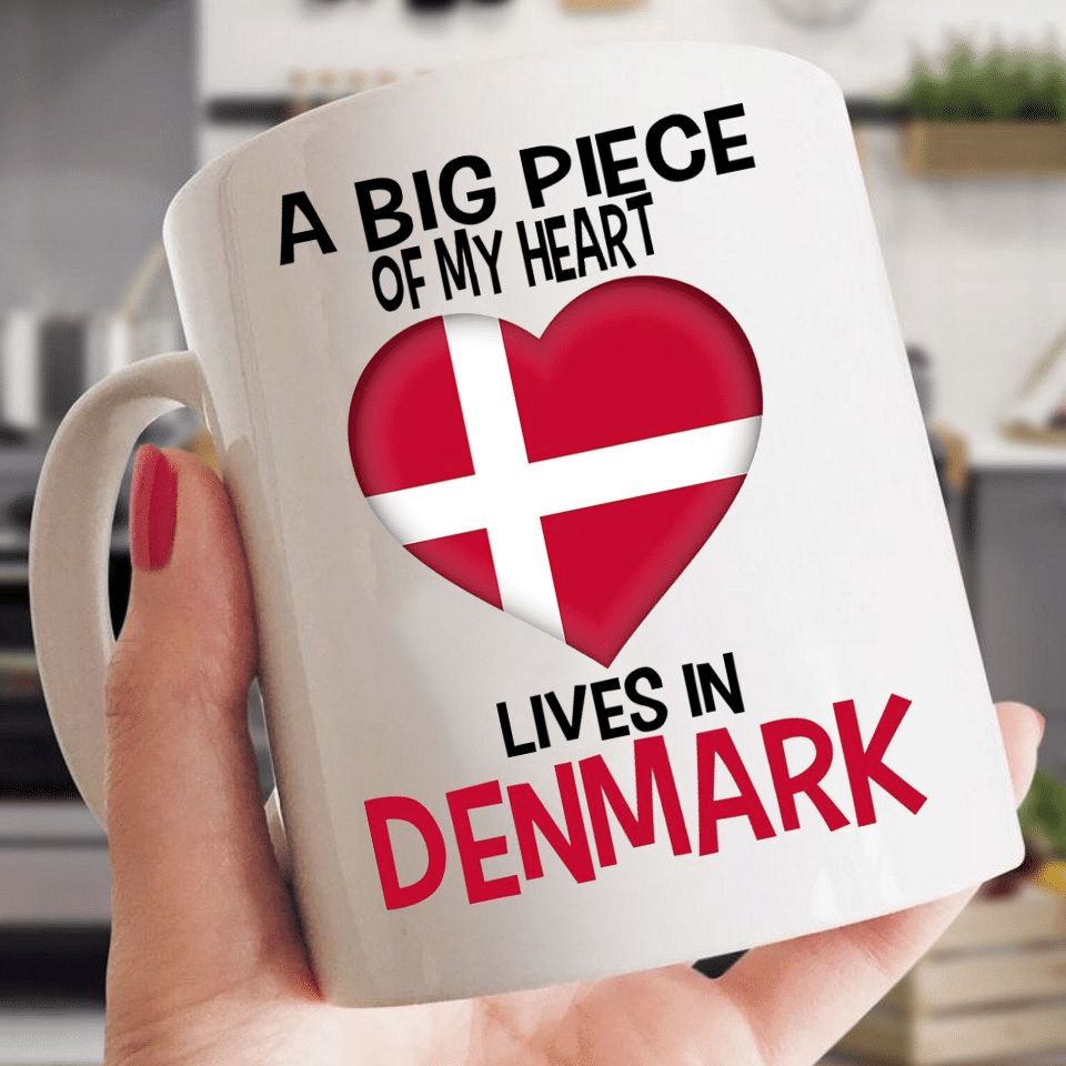 A Piece Of My Heart Lives In Denmark Premium Sublime Ceramic Coffee Mug White
