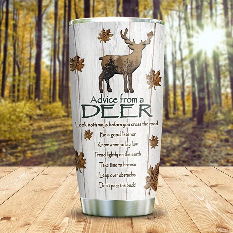 Advice From A Deer Wood Style Stainless Steel Cup