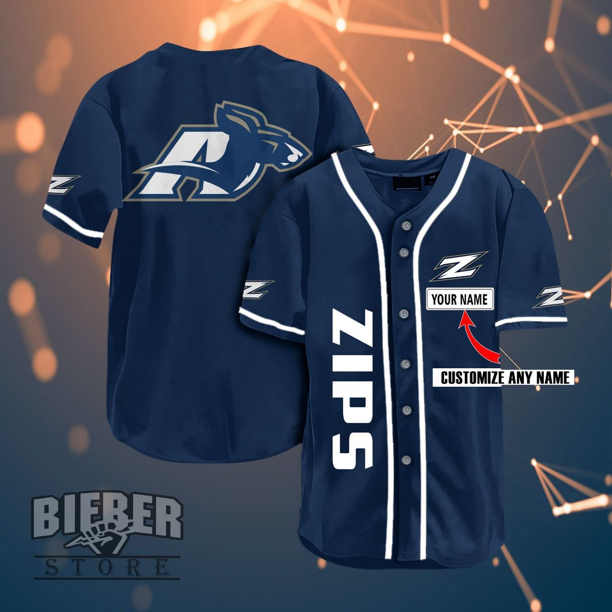 Akron Zips Personalized Name Ncaa Fans Team 3d Customization Gifts Baseball Jersey