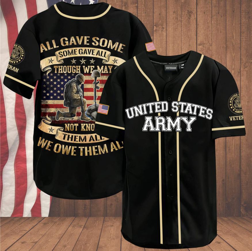 All Gave Some Some Gave All Us Army Black Personalized 3d Baseball Jersey