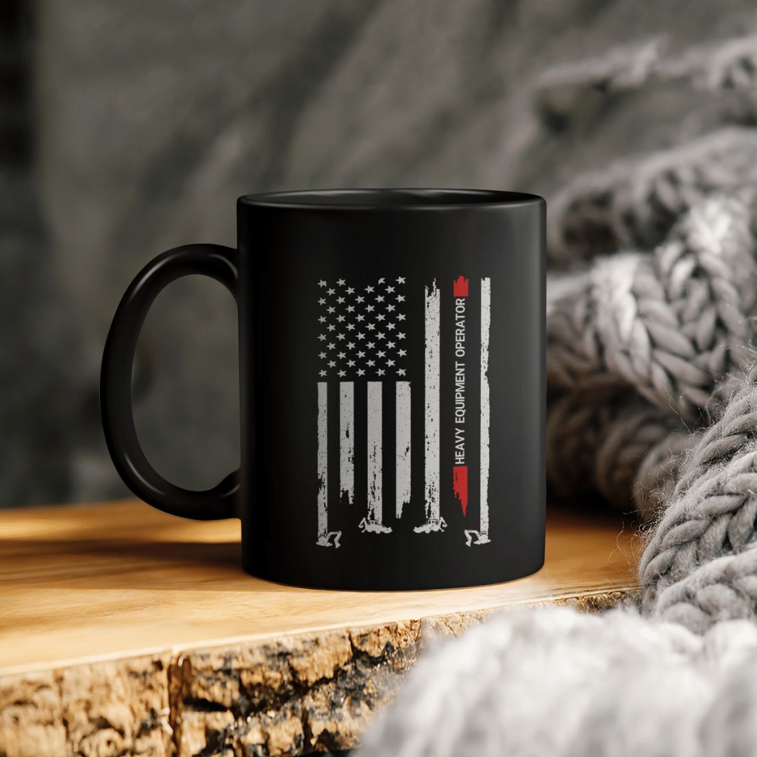 America Flag Heavy Equipment Operator Ceramic Coffee Mug