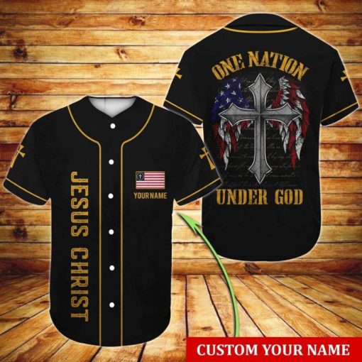 American Christian One Nation Under God Custom Personalized Name Baseball Jersey