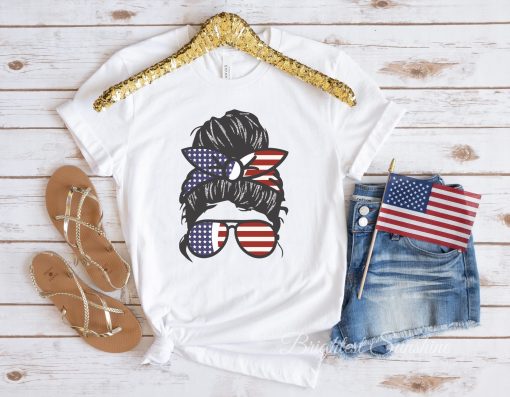 American Flag Girl Memorial Day Unisex T-Shirt