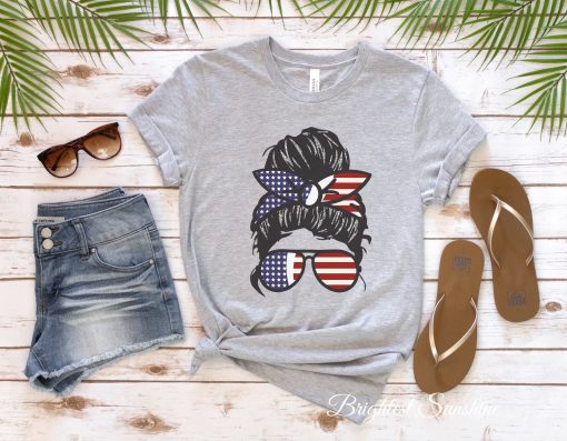 American Flag Girl Memorial Day Unisex T-Shirt