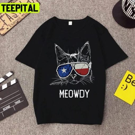 American Flag Meowdy Texas Cat Art Unisex T-Shirt