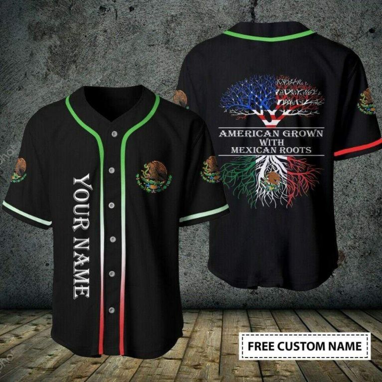 American Grown With Mexican Roots Personalized Name Baseball Jersey
