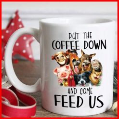 Animals Put The Coffee Down And Come Feed Us Premium Sublime Ceramic Coffee Mug White