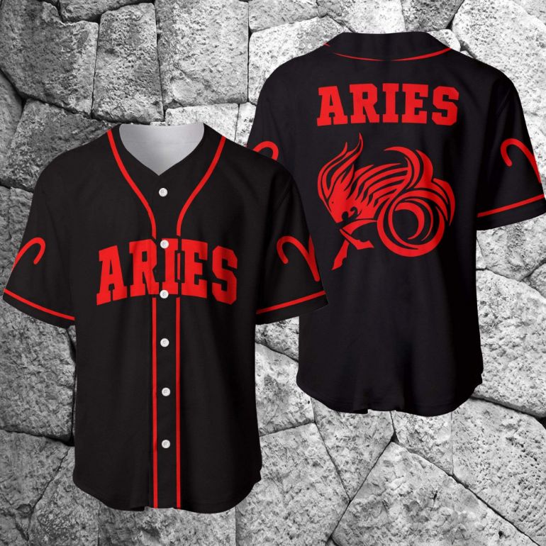 Aries Zodiac Black Red Personalized 3d Baseball Jersey