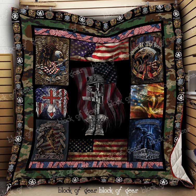 Army American Flag Quilt Blanket