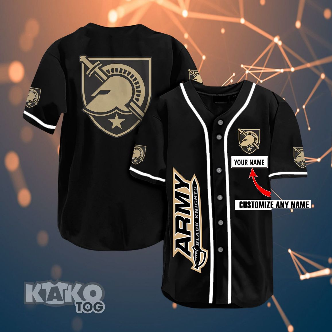 Army Black Knights Personalized Name Ncaa Fans Team 3d Customization Gifts Baseball Jersey