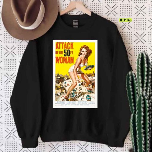 Attack Of The 50ft Woman 1958 Art Poster Retro Movie Unisex Sweatshirt