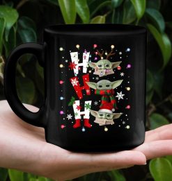 Baby Yoda Christmas Premium Sublime Ceramic Coffee Mug Black