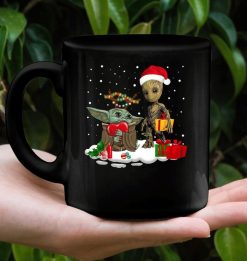 Baby Yoda Heart And Skeleton Christmas Premium Sublime Ceramic Coffee Mug Black