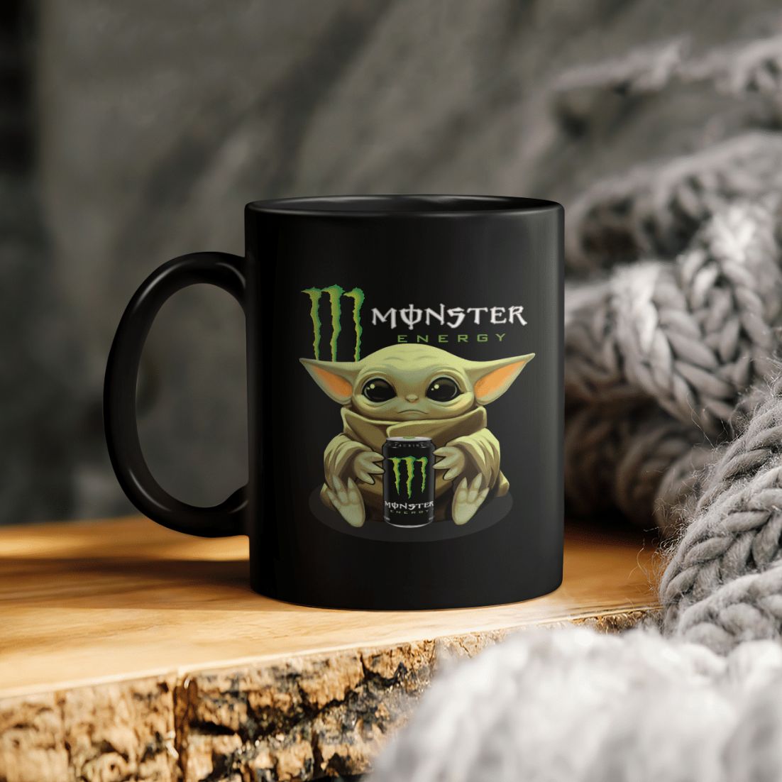 Baby Yoda Hug Monster Energy Ceramic Coffee Mug