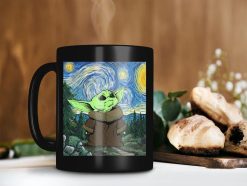 Baby Yoda In Canvas Mug Starry Night Mug Van Gogh Mug Star Wars Lover Gift The Child Lover Mug Premium Sublime Ceramic Coffee Mug Black